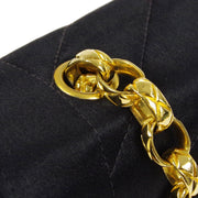 Chanel 1991-1994 * Black Satin Chevron Bijou Chain Shoulder Bag
