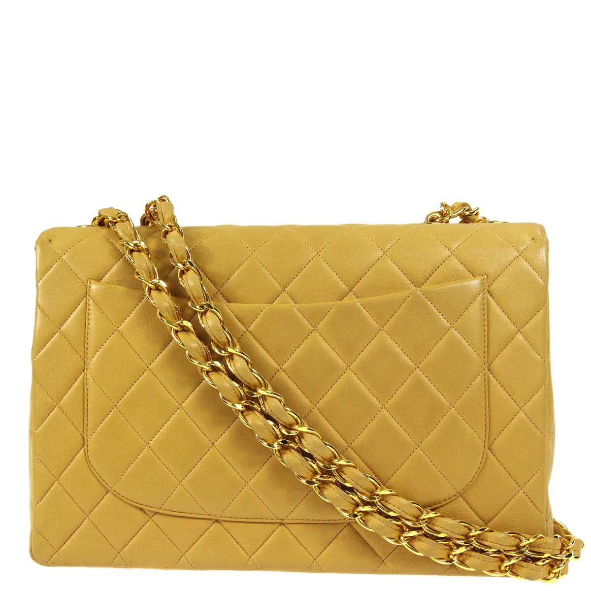 Chanel 1994-1996 * Beige Lambskin Jumbo Classic Flap Shoulder Bag