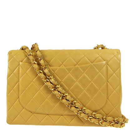 Chanel 1994-1996 * Beige Lambskin Jumbo Classic Flap Shoulder Bag