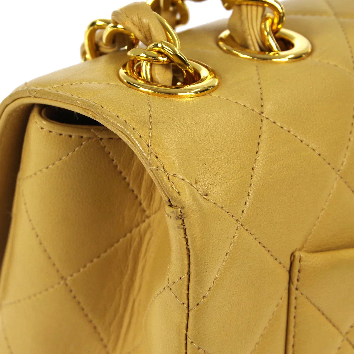 Chanel 1994-1996 * Beige Lambskin Jumbo Classic Flap Shoulder Bag