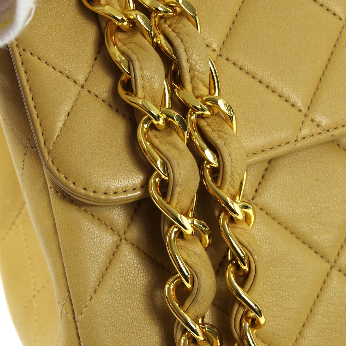 Chanel 1994-1996 * Beige Lambskin Jumbo Classic Flap Shoulder Bag