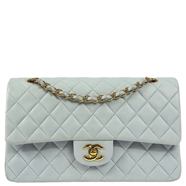 Chanel * Light Blue Lambskin Medium Classic Double Flap Shoulder Bag –  AMORE Vintage Tokyo