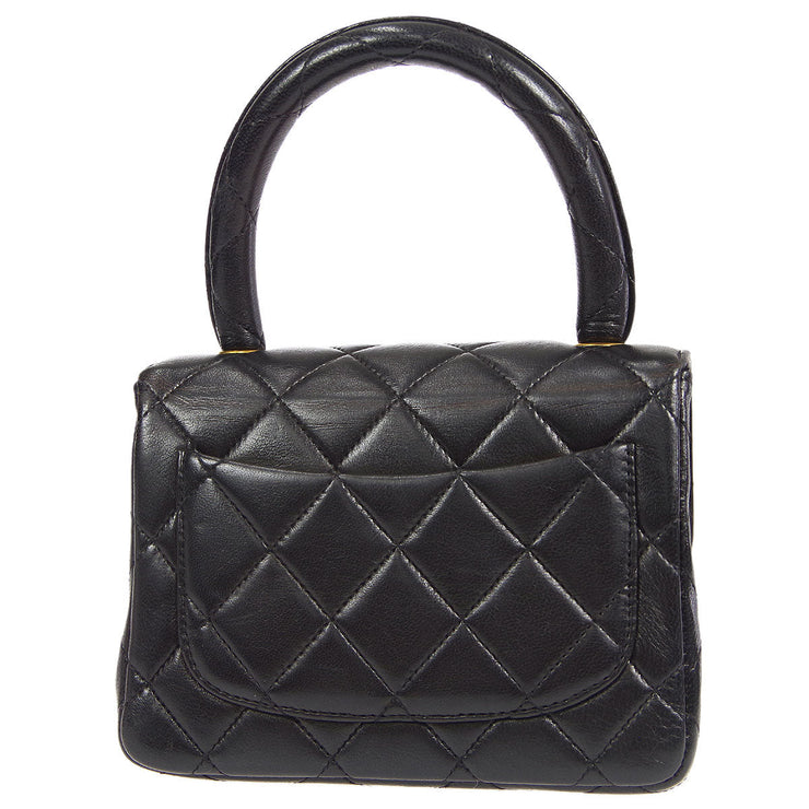 Chanel 1994 Black Lambskin Micro Classic Flap Handbag