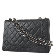 Chanel 2001-2003 Black Caviar Jumbo Classic Flap Bag SHW