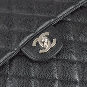 Chanel 2001-2003 Black Caviar Jumbo Classic Flap Bag SHW