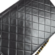 Chanel 1997-1999 Black Lambskin Medium Pushlock Half Flap