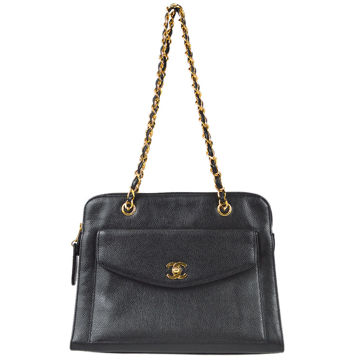 Vintage Chanel Triple CC Tote Bag Black Caviar Gold Hardware – Madison  Avenue Couture