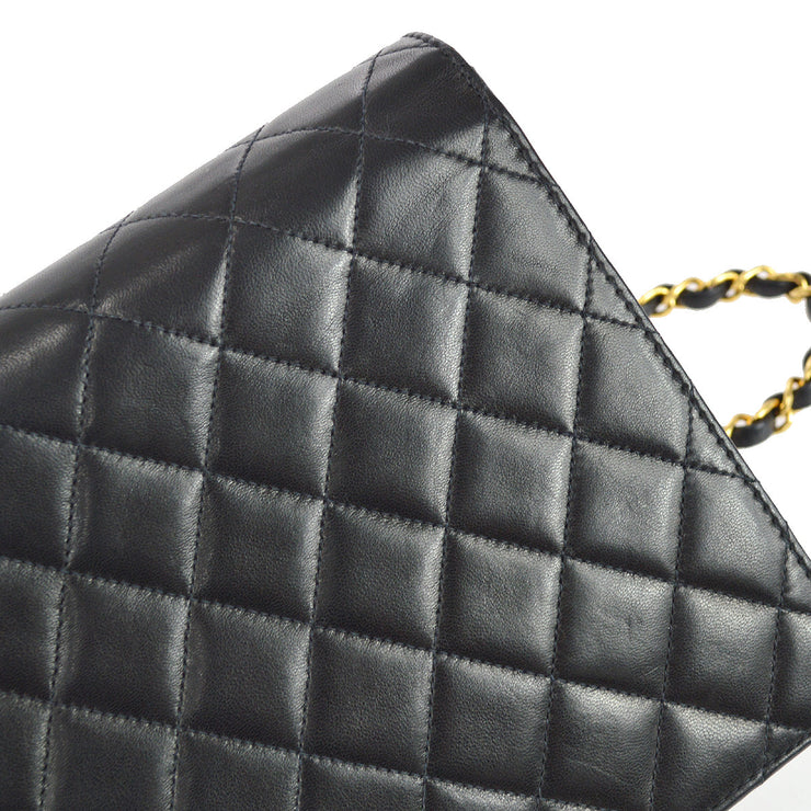 Chanel 1997-1999 Black Lambskin Small Pushlock Half Flap Bag