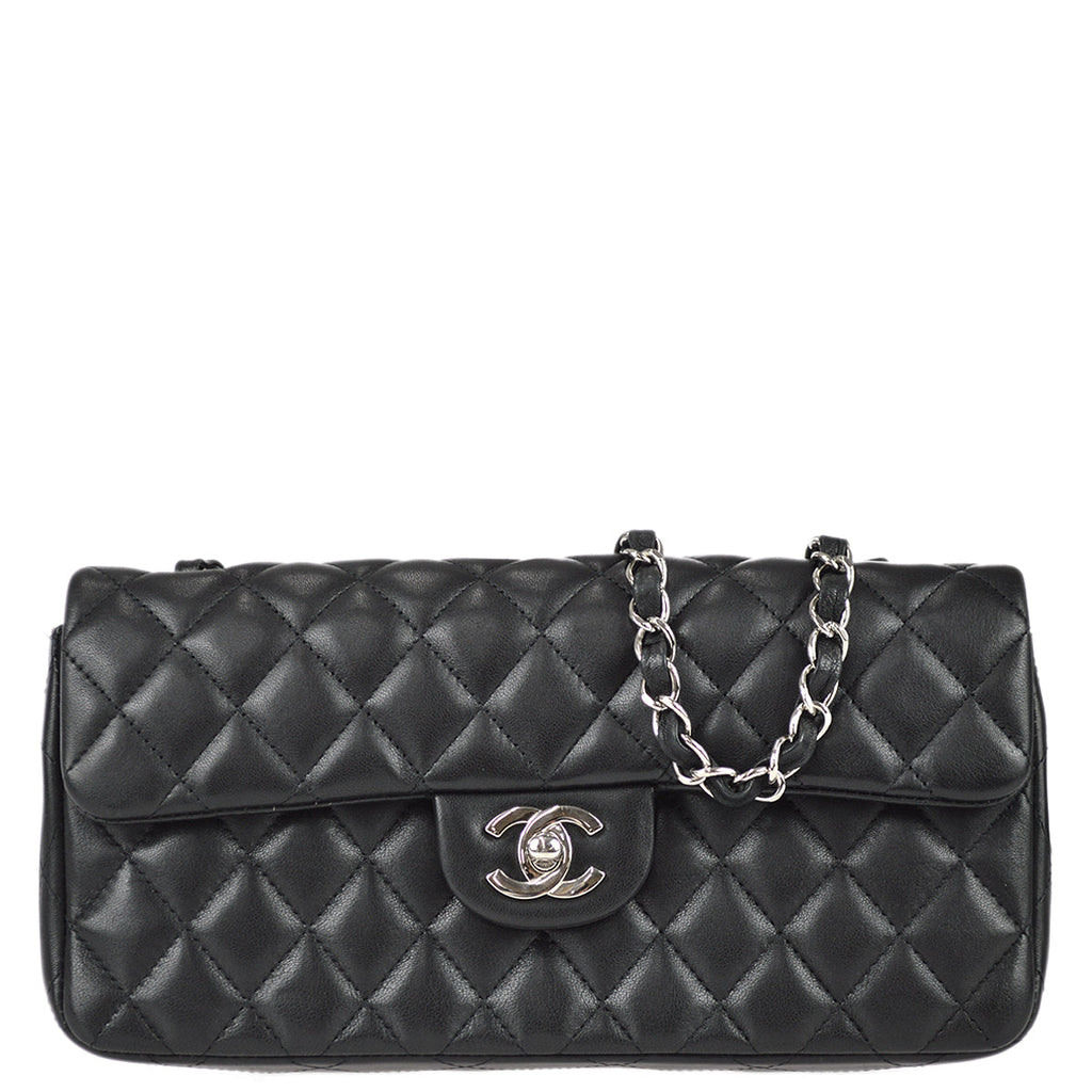 Chanel Black Lambskin East West Shoulder Bag 28695