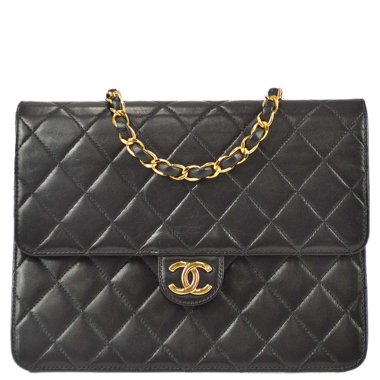 1990 Chanel Black Quilted Lambskin Vintage Small Classic Single Full Flap  Bag at 1stDibs