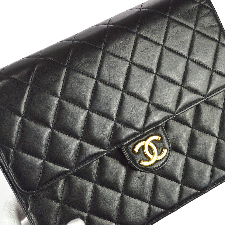 Chanel 1994-1996 Black Lambskin Small Pushlock Half Flap Shoulder Bag –  AMORE Vintage Tokyo