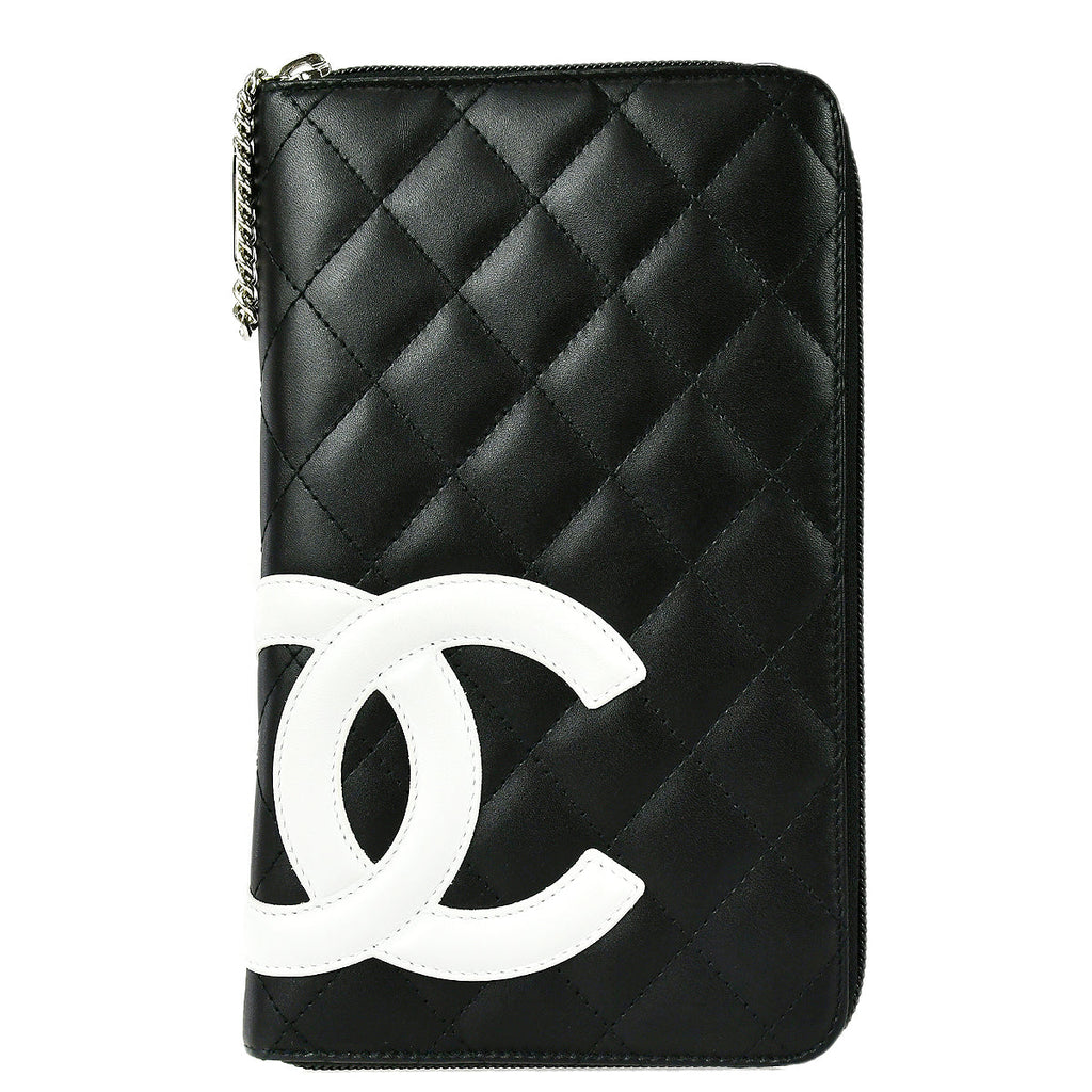 CHANEL Cambon Long Wallet Black and Silver Calfskin with Silver Hardware  2012 at 1stDibs