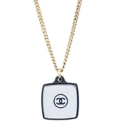 Chanel Rhinestone Gold Chain Pendant Necklace 04A