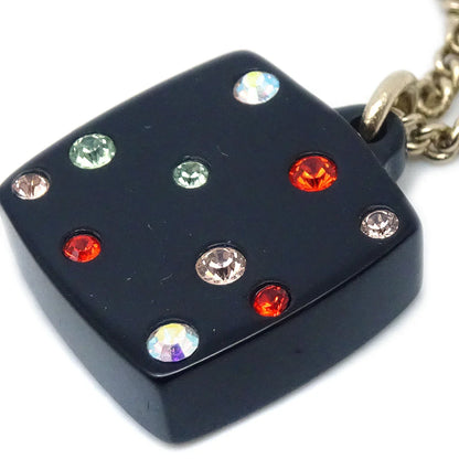 Chanel Rhinestone Gold Chain Pendant Necklace 04A