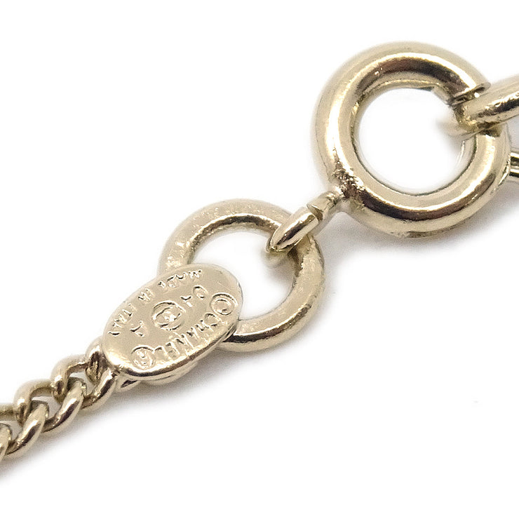 Chanel Rhinestone Gold Chain Pendant Necklace 04A