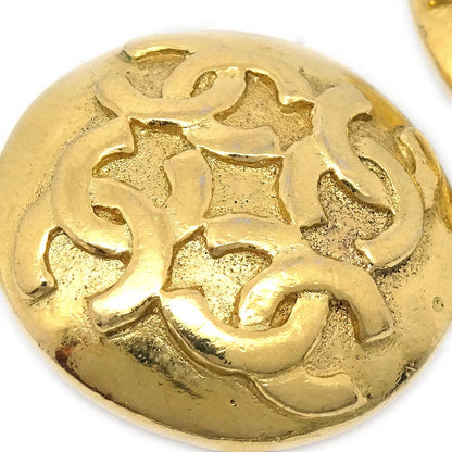 Chanel Button Earrings Clip-On Gold
