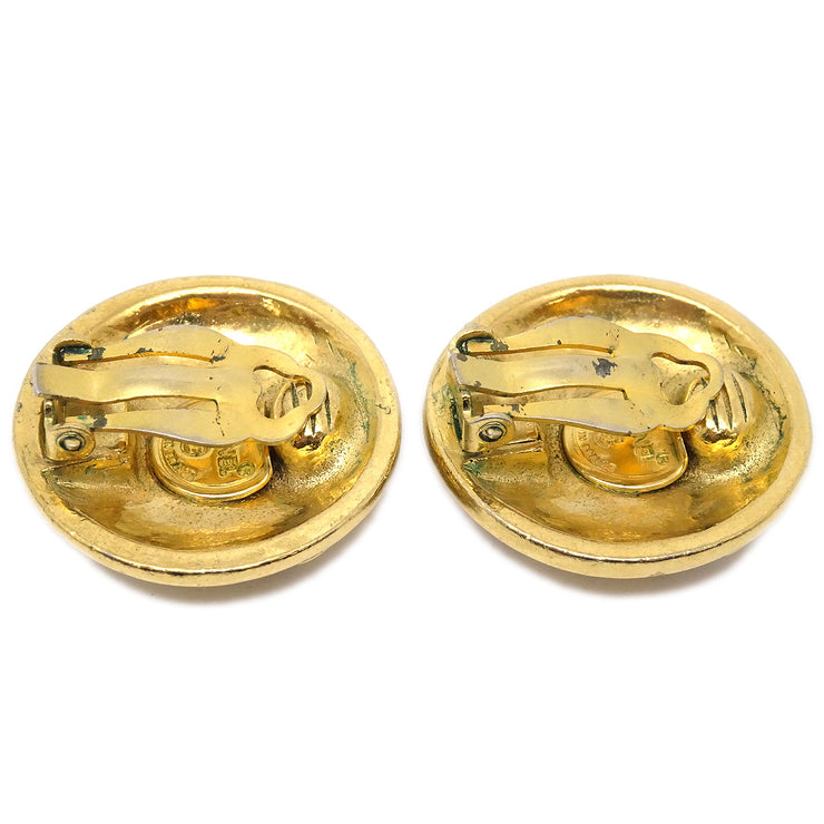 Chanel Button Earrings Clip-On Gold