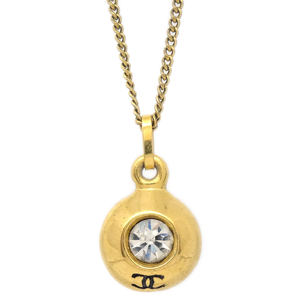 Chanel Rhinestone Gold Chain Pendant Necklace 04A – AMORE Vintage