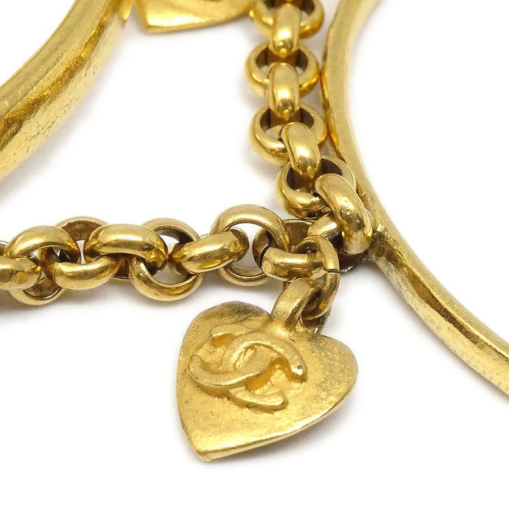 Authentic Louis Vuitton Heart LV Logo Chain Bracelet Gold Red From Japan