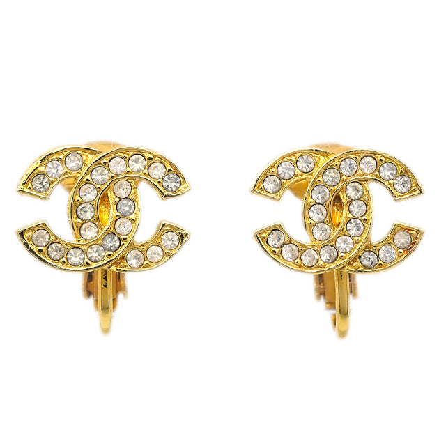 Chanel Earrings Clip-On Gold Rhinestone 2092 – AMORE Vintage Tokyo