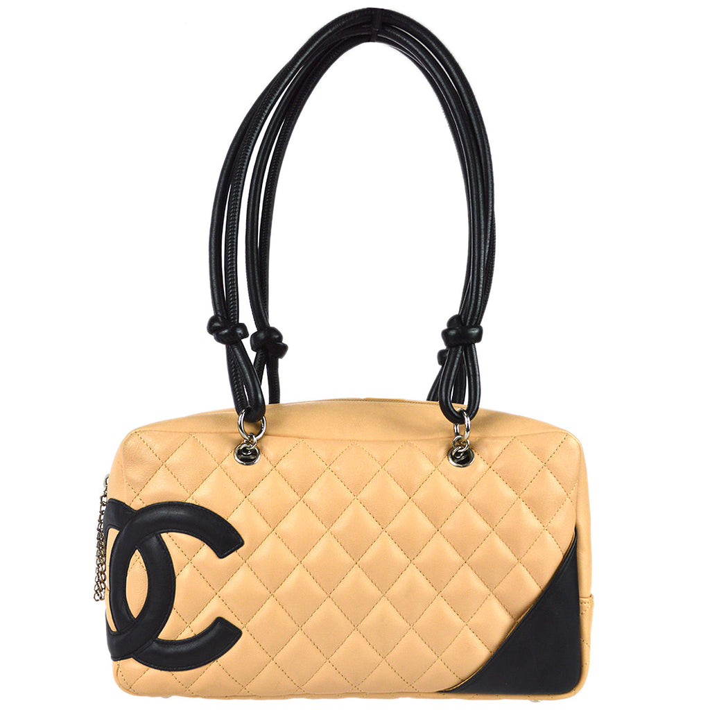 Chanel 2004-2005 Beige Calfskin Cambon Ligne Bowling Bag 27