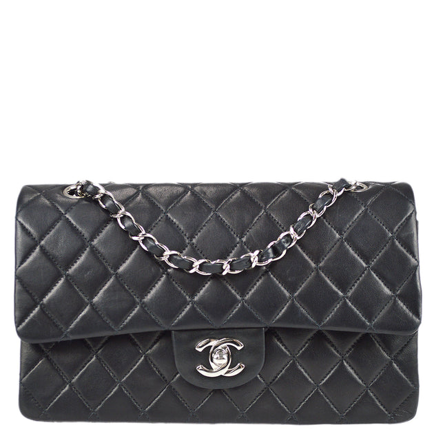 Chanel 2000-2001 Black Lambskin Medium Classic Double Flap Bag SHW