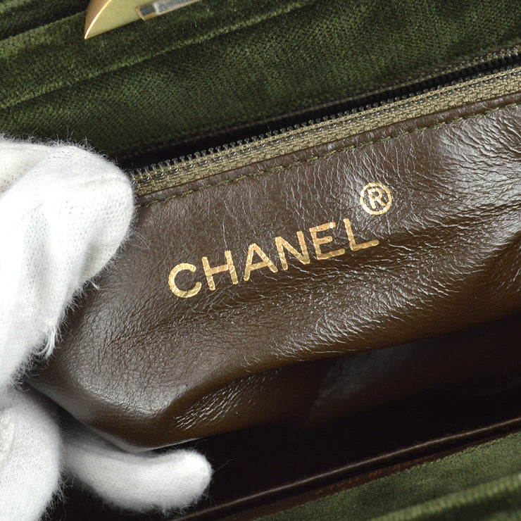 Chanel 1997-1999 Green Velvet Handbag