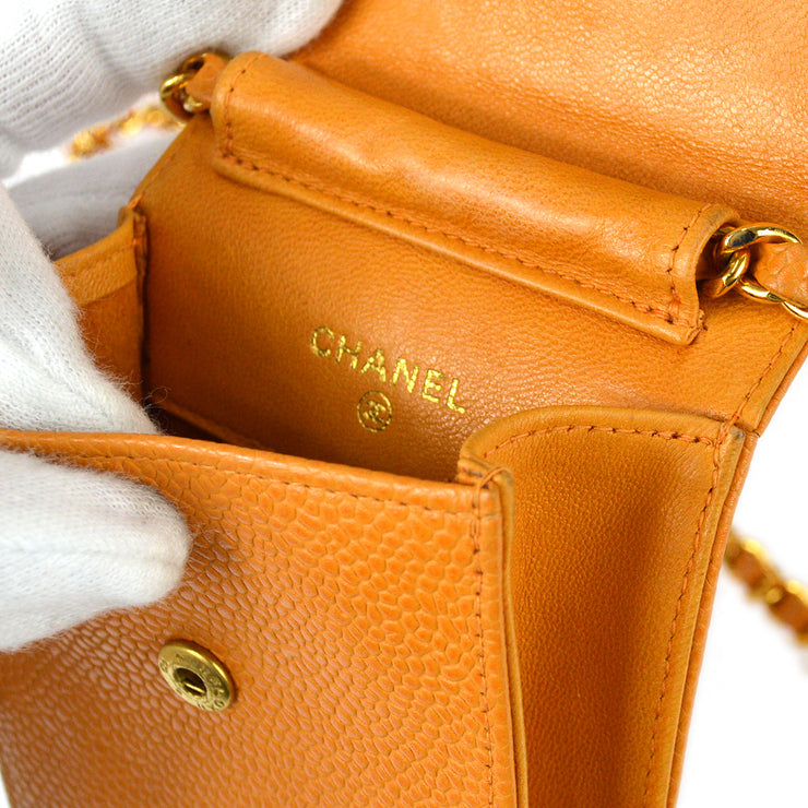 Chanel 1997-1999 Orange Caviar Timeless Phone Case