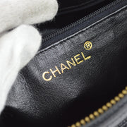 Chanel 1991-1994 Black Caviar Small Chevron Pocket Camera Bag