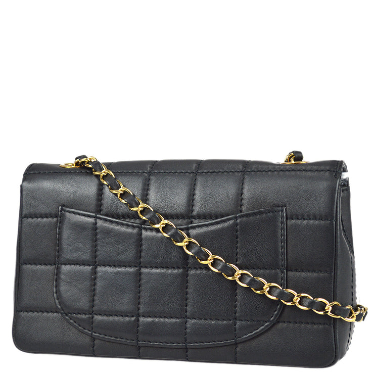 Chanel 2001-2003 Black Lambskin Small Choco Bar Flap Bag