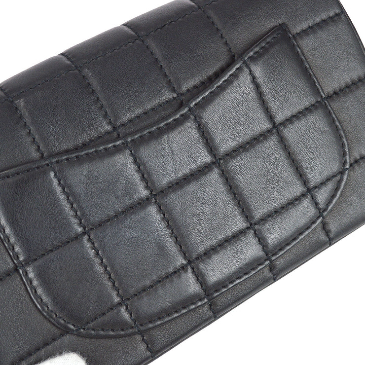 Chanel 2001-2003 Black Lambskin Small Choco Bar Flap Bag