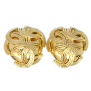 Chanel Triple CC Button Earrings Gold Clip-On 94A