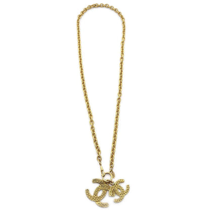 Chanel 1994 Woven CC Pendant Necklace Gold 29