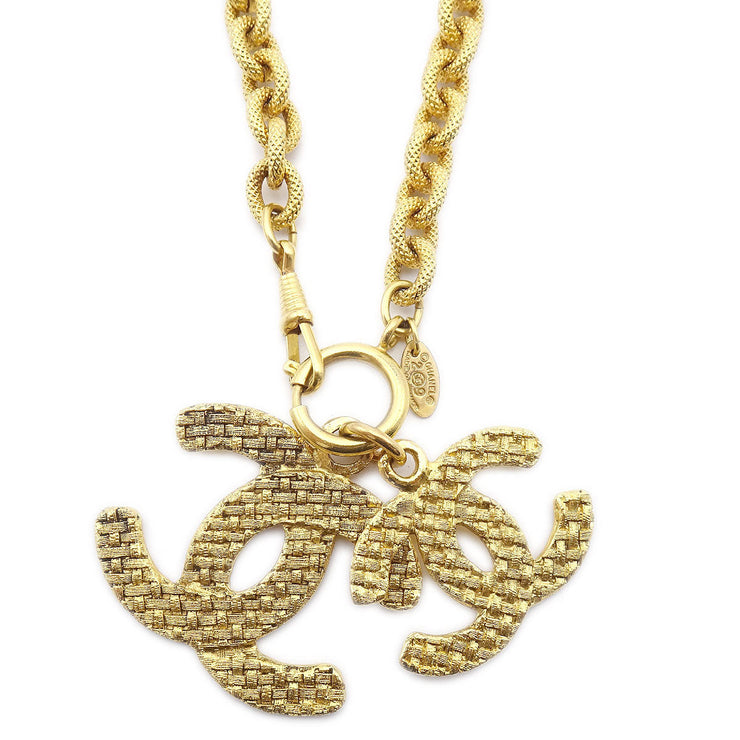 Chanel 1994 Woven CC Pendant Necklace Gold 29