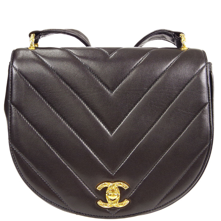 Chanel Black Lambskin Chevron Envelope Bag