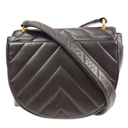 Chanel 1991-1994 Black Lambskin Chevron Shoulder Bag