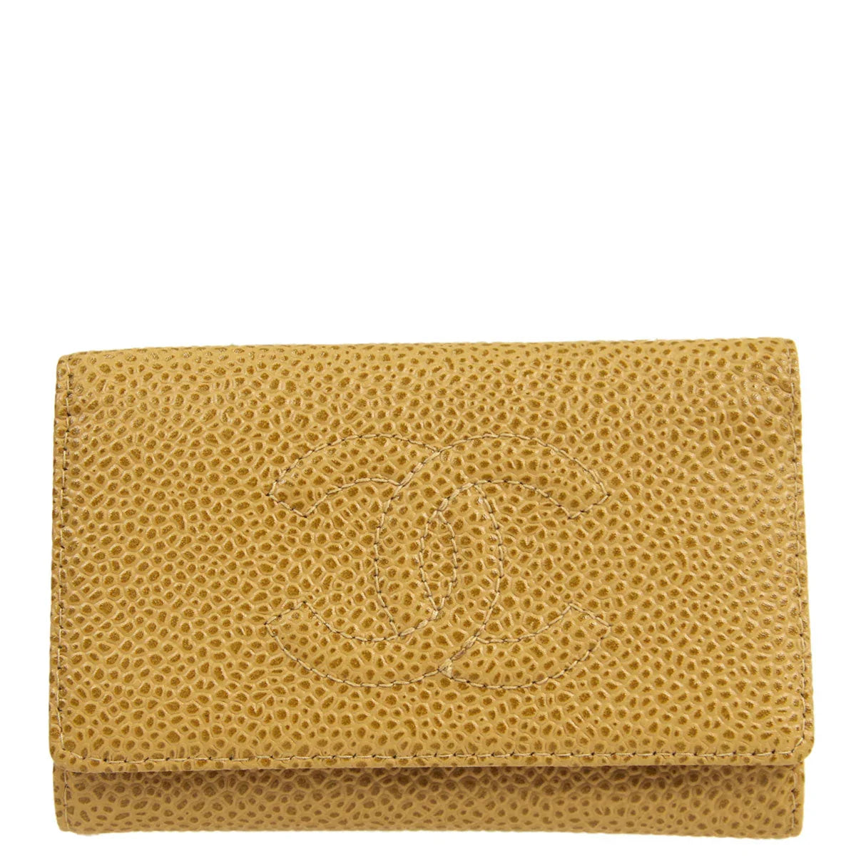 Chanel 2003-2004 Beige Caviar Timeless Key Case