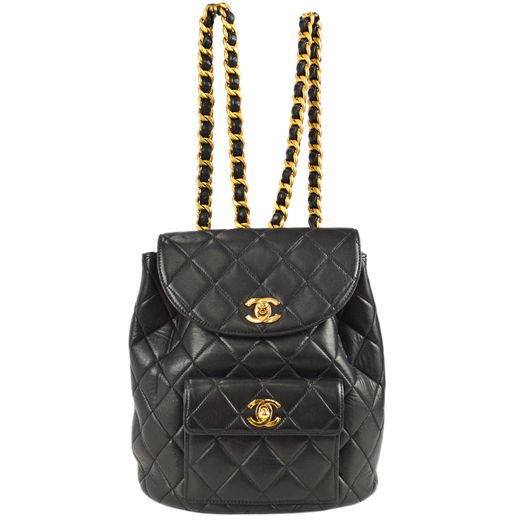 Chanel 1994-1996 Black Lambskin Duma Chain Backpack