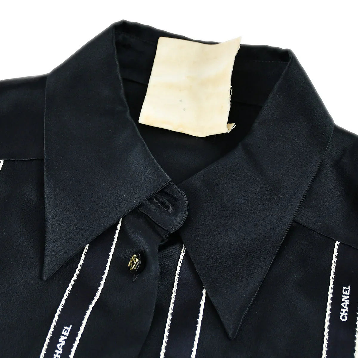Chanel Ribbon Blouse Shirt Black 94A #40