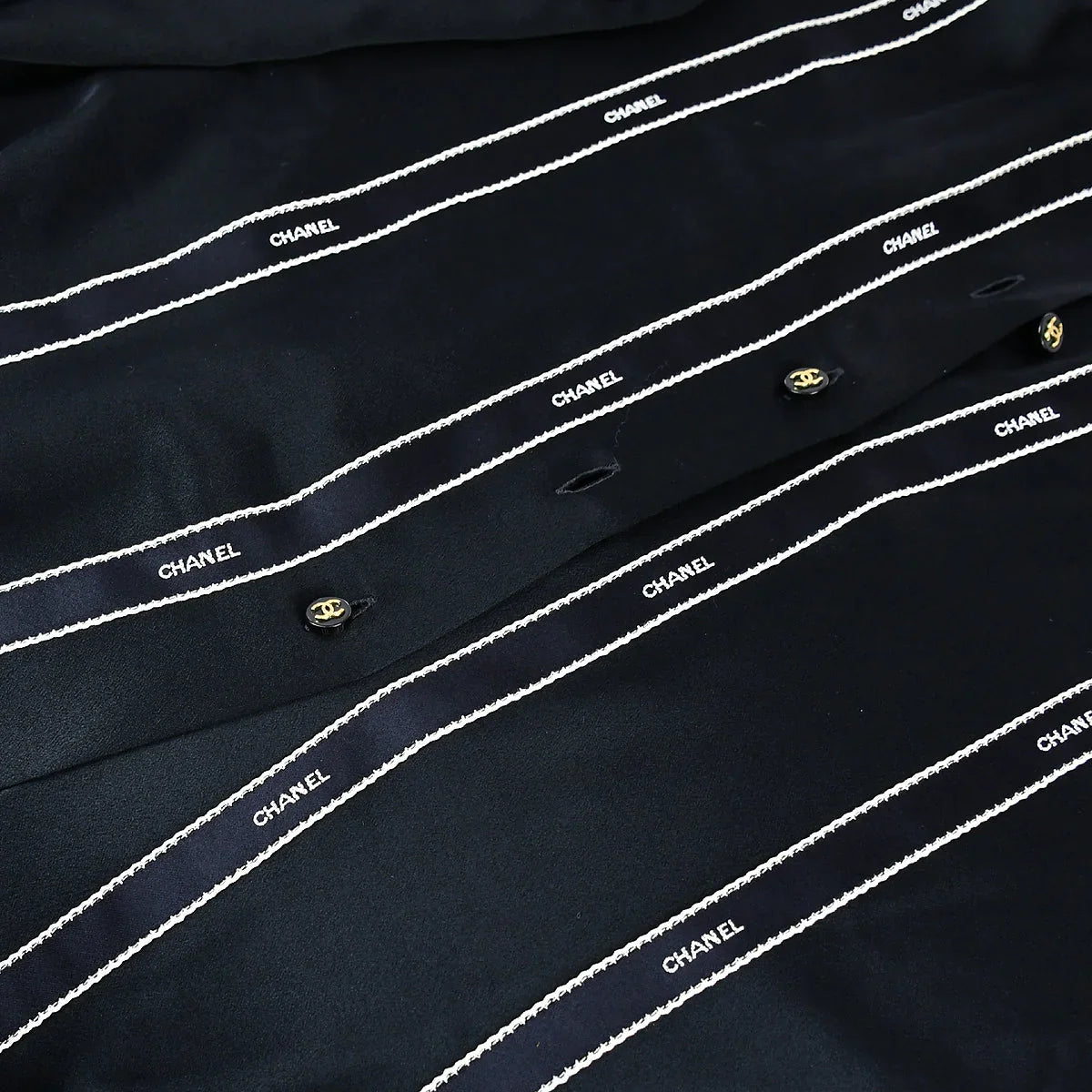 Chanel Ribbon Blouse Shirt Black 94A #40