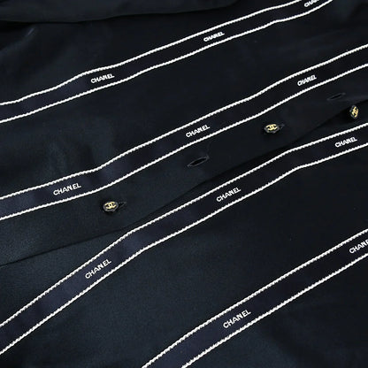 Chanel Ribbon Blouse Shirt Black 94A #40