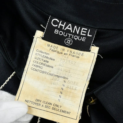 Chanel Ribbon Blouse Shirt Black 94A #40