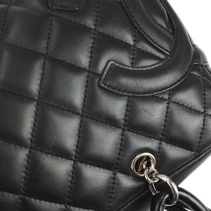 Chanel Vintage Black Quilted Lambskin Leather Medium Bowling Bag