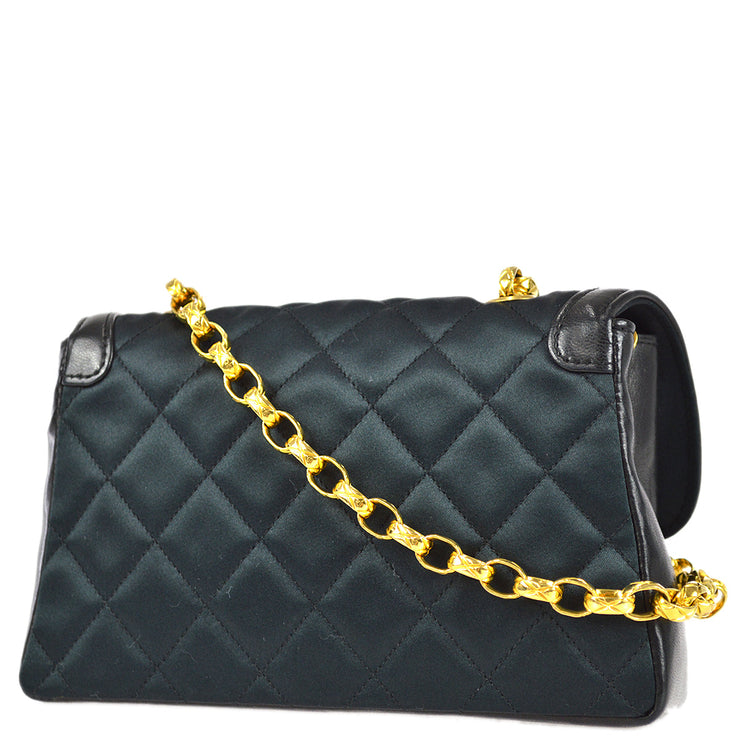 Chanel 1989-1991 Black Satin Bijou Chain Shoulder Bag