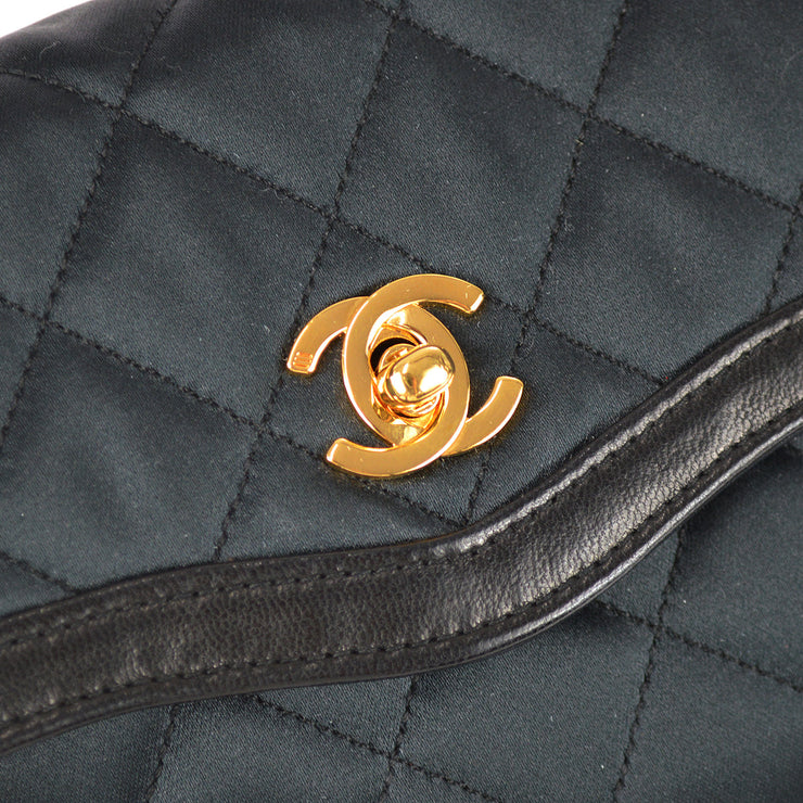 Chanel 1989-1991 Black Satin Bijou Chain Shoulder Bag