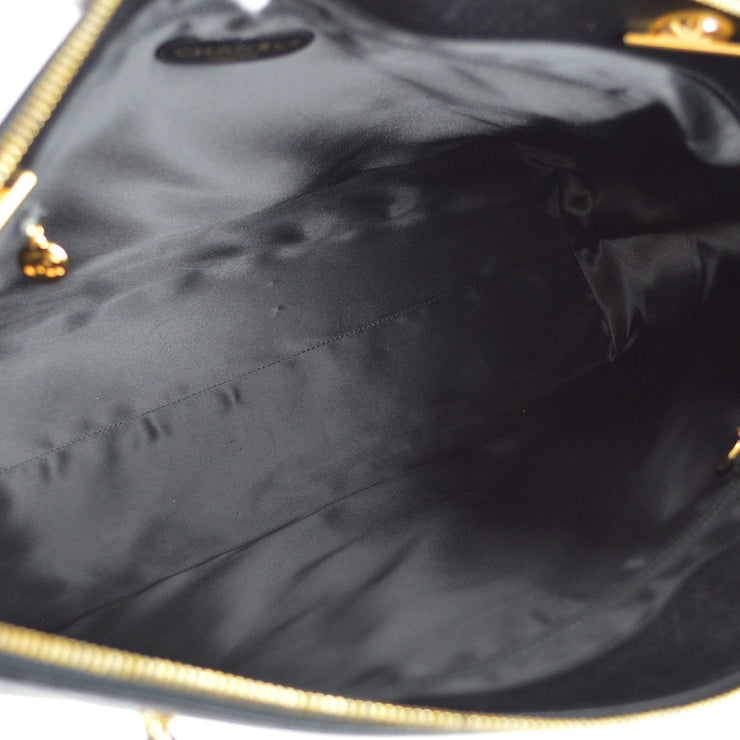Chanel 1994-1996 Black Caviar Chain Shoulder Tote Bag