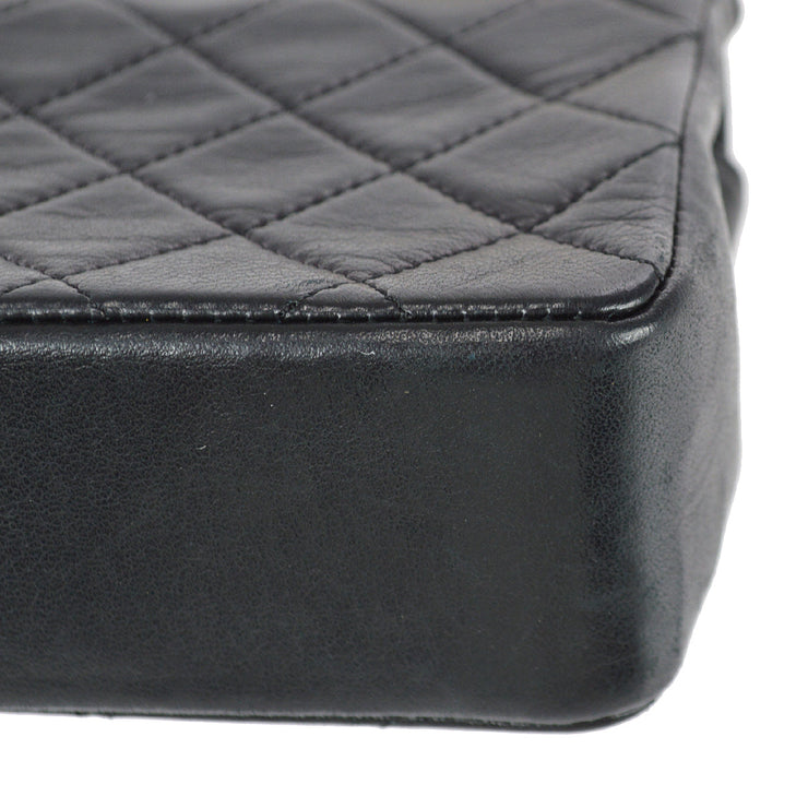 Chanel 1989-1991 Black Lambskin Straight Flap Shoulder Bag – AMORE