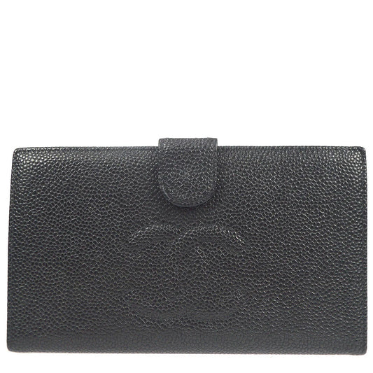 Chanel 2003-2004 Black Caviar Timeless Long Wallet