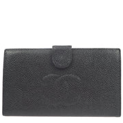 Chanel 2003-2004 Black Caviar Timeless Long Wallet