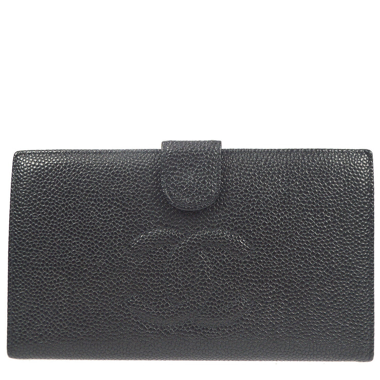 Chanel 2003-2004 Black Caviar Timeless Long Wallet